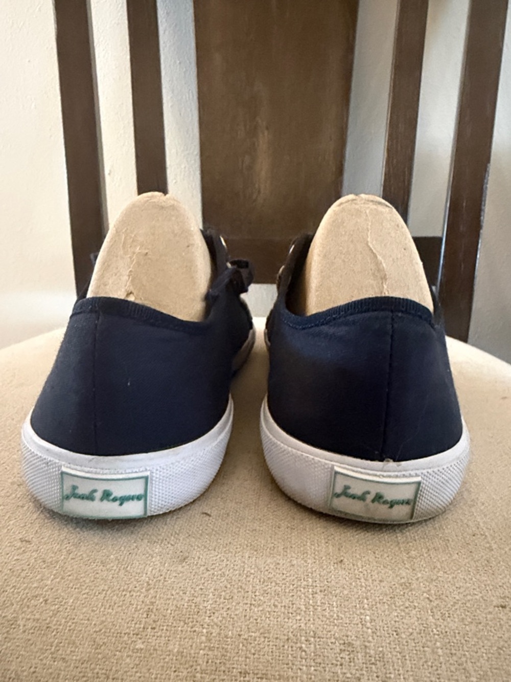 Jack Rogers Women’s Carter Canvas Metallic Sneakers Navy Blue Gold Size 8 View 6